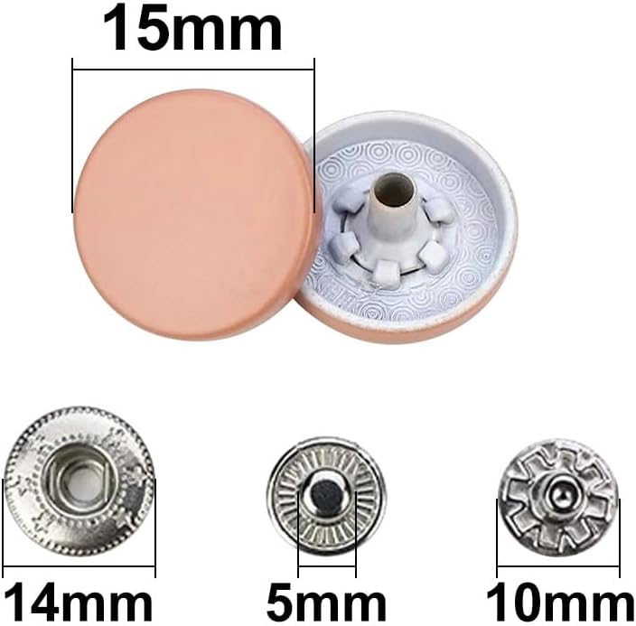 5 Set Metal Snaps Solid Sewing Buttons For DIY Craft Clothing Bag Leather Canvas Pifen Color - Image 2